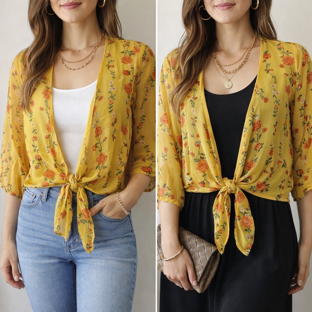 Miami Yellow Floral Kimono